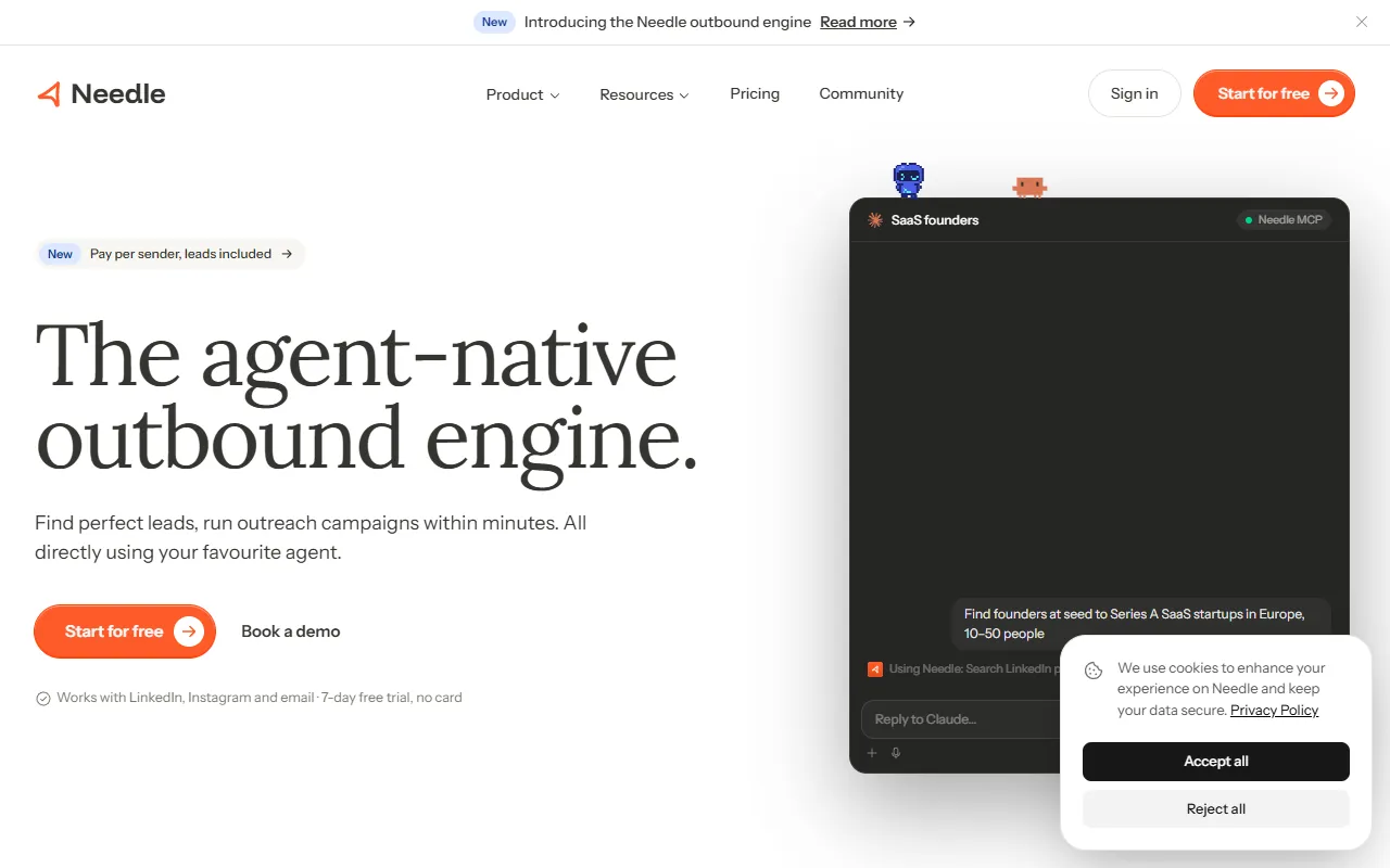 Needle website screenshot