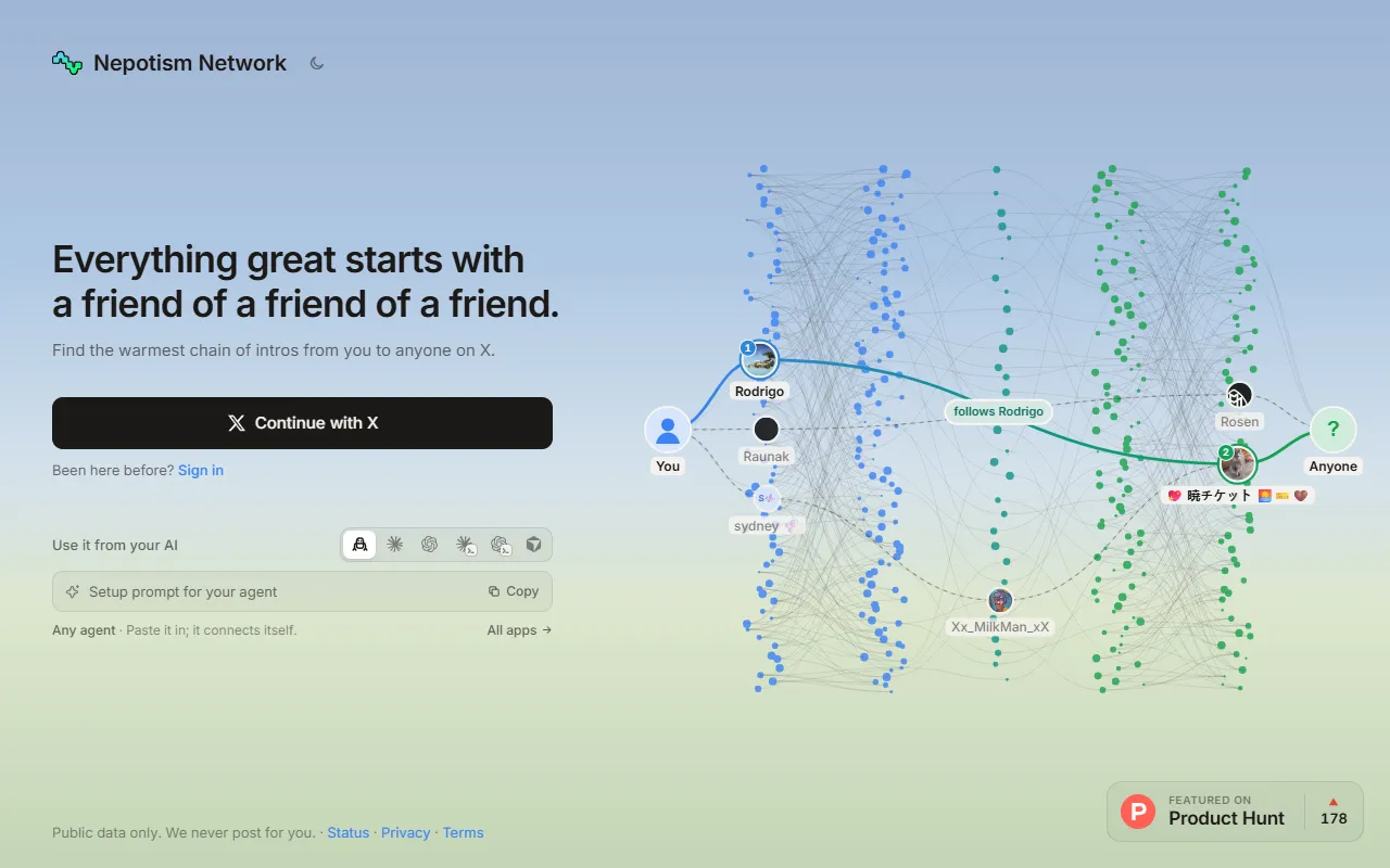 Nepotism Network website screenshot