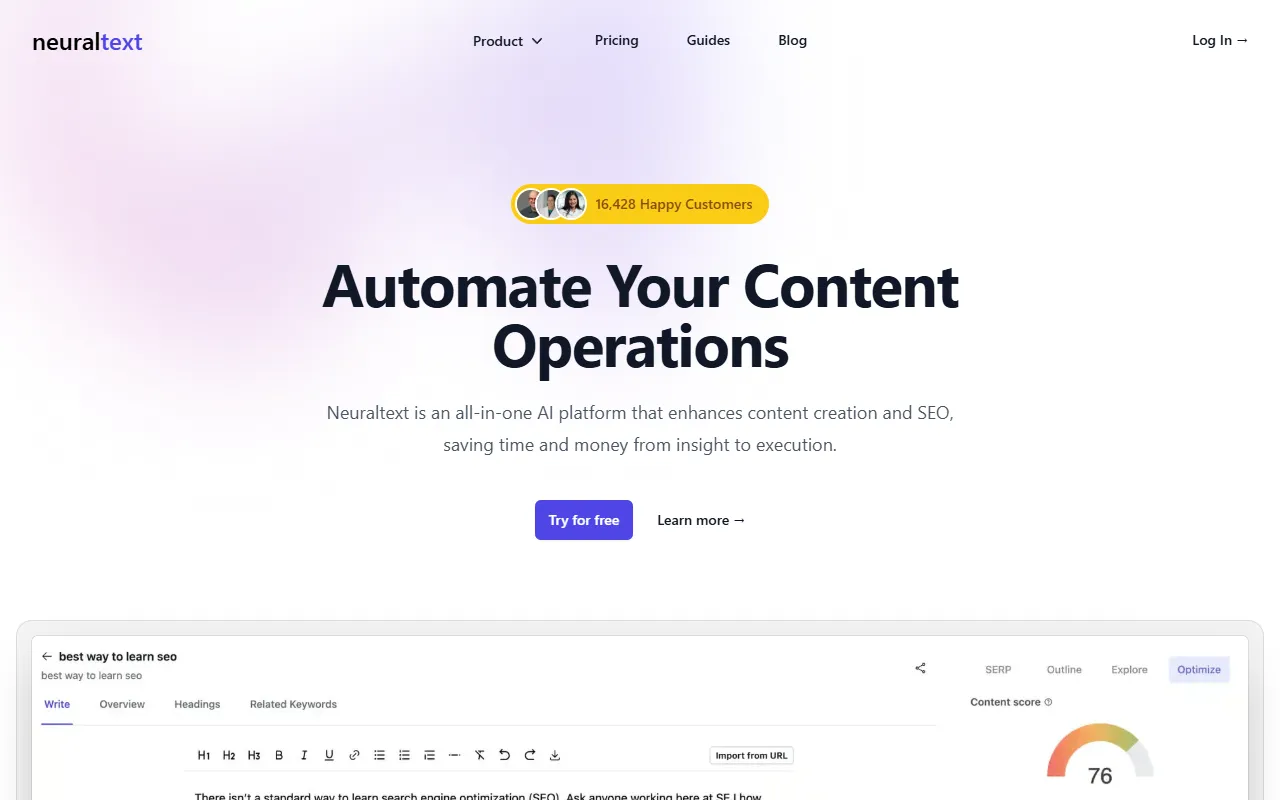 NeuralText website screenshot