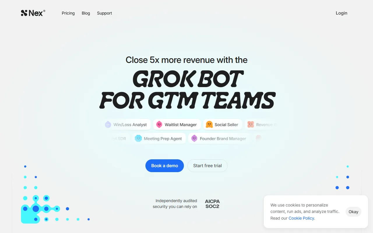 Nex website screenshot
