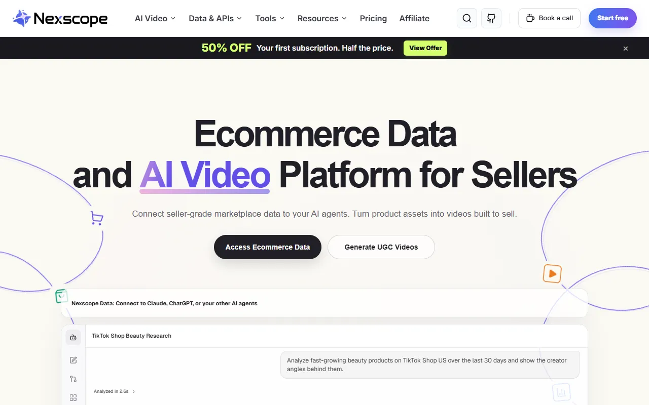 Nexscope website screenshot