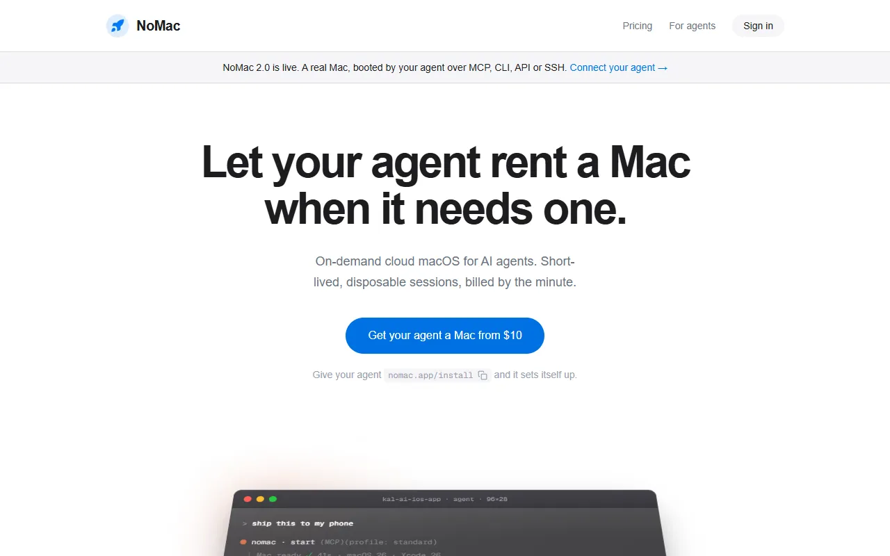 NoMac.app website screenshot