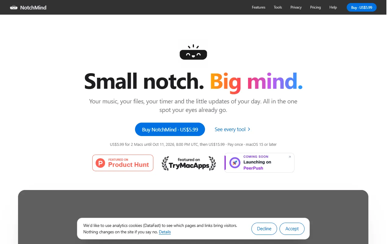 NotchMind website screenshot