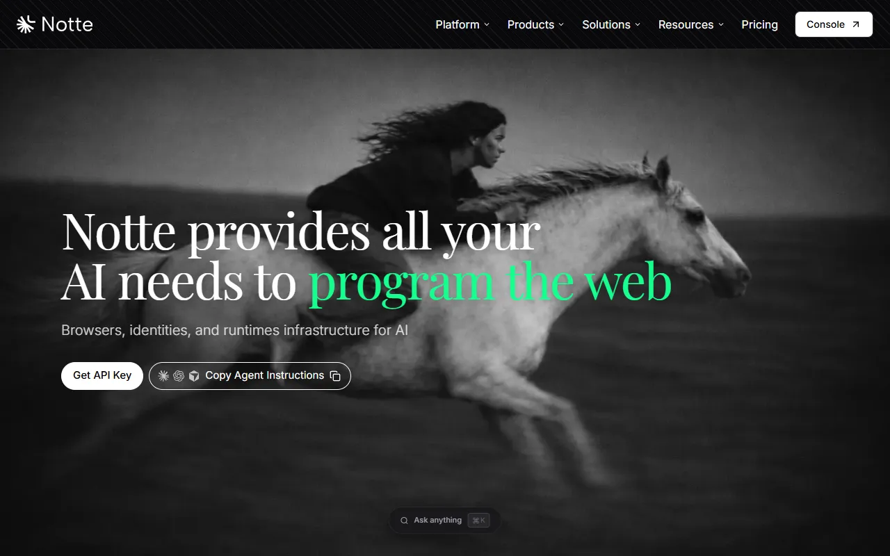 Notte website screenshot