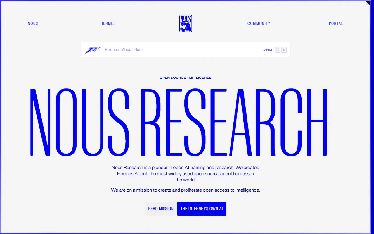 Nous Research website screenshot