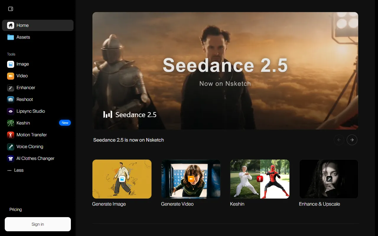 Nsketch AI website screenshot
