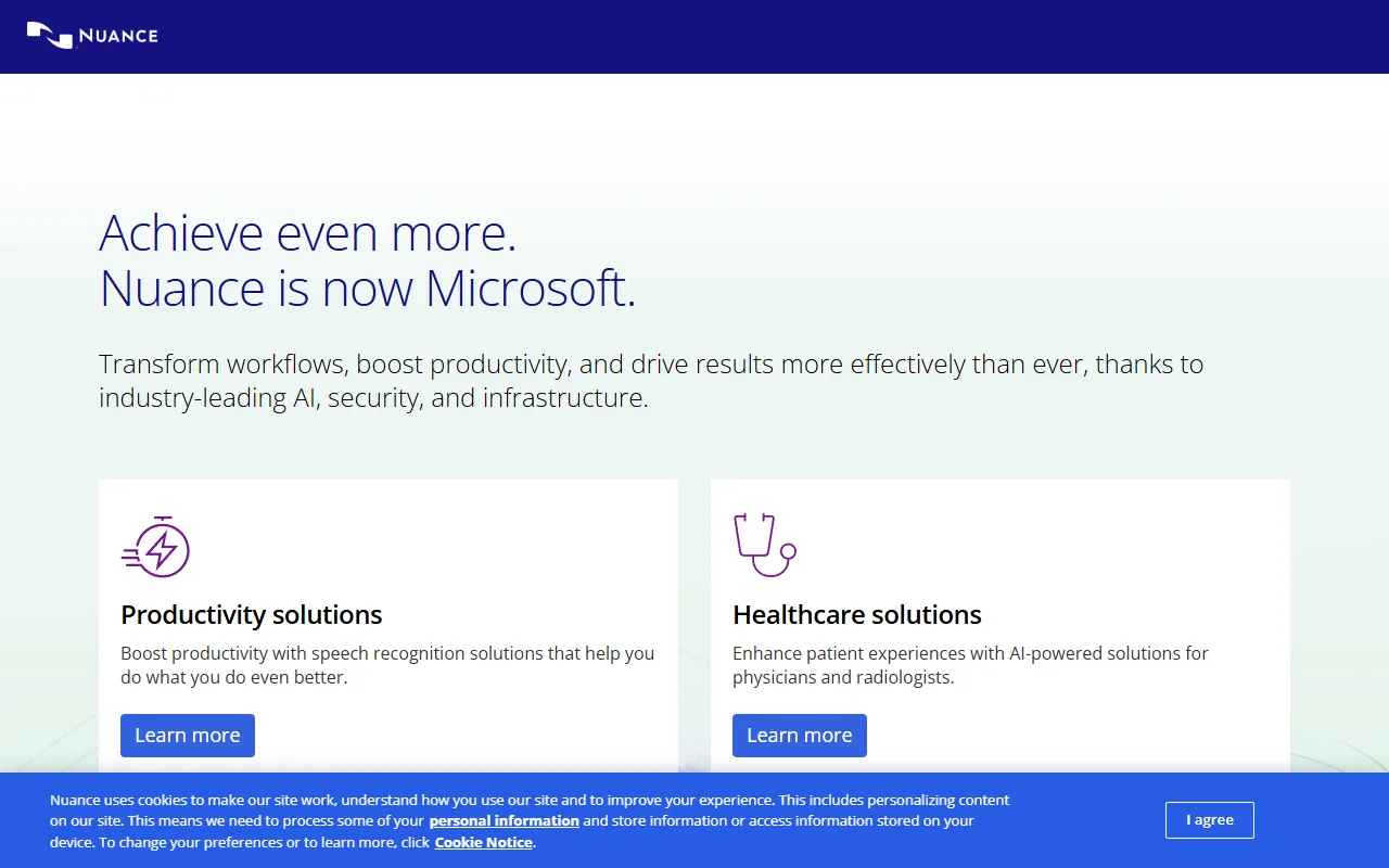 Nuance website screenshot