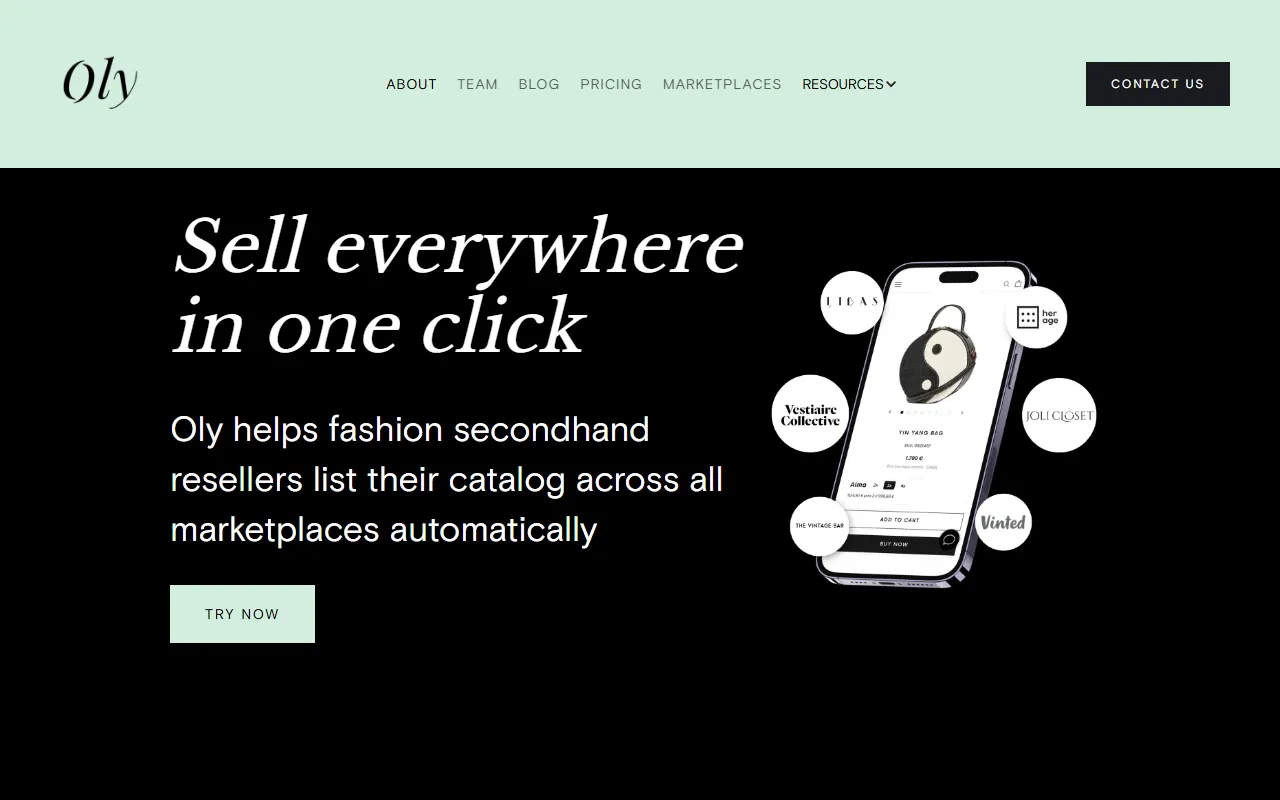 Oly website screenshot