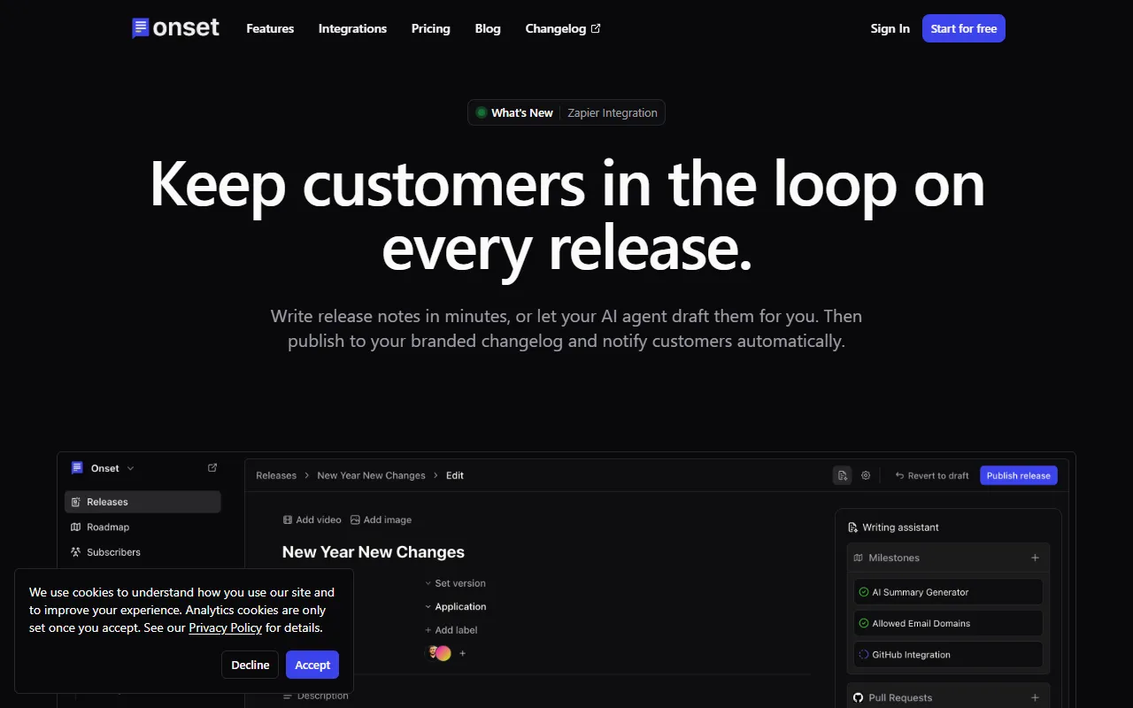 Onset.io website screenshot