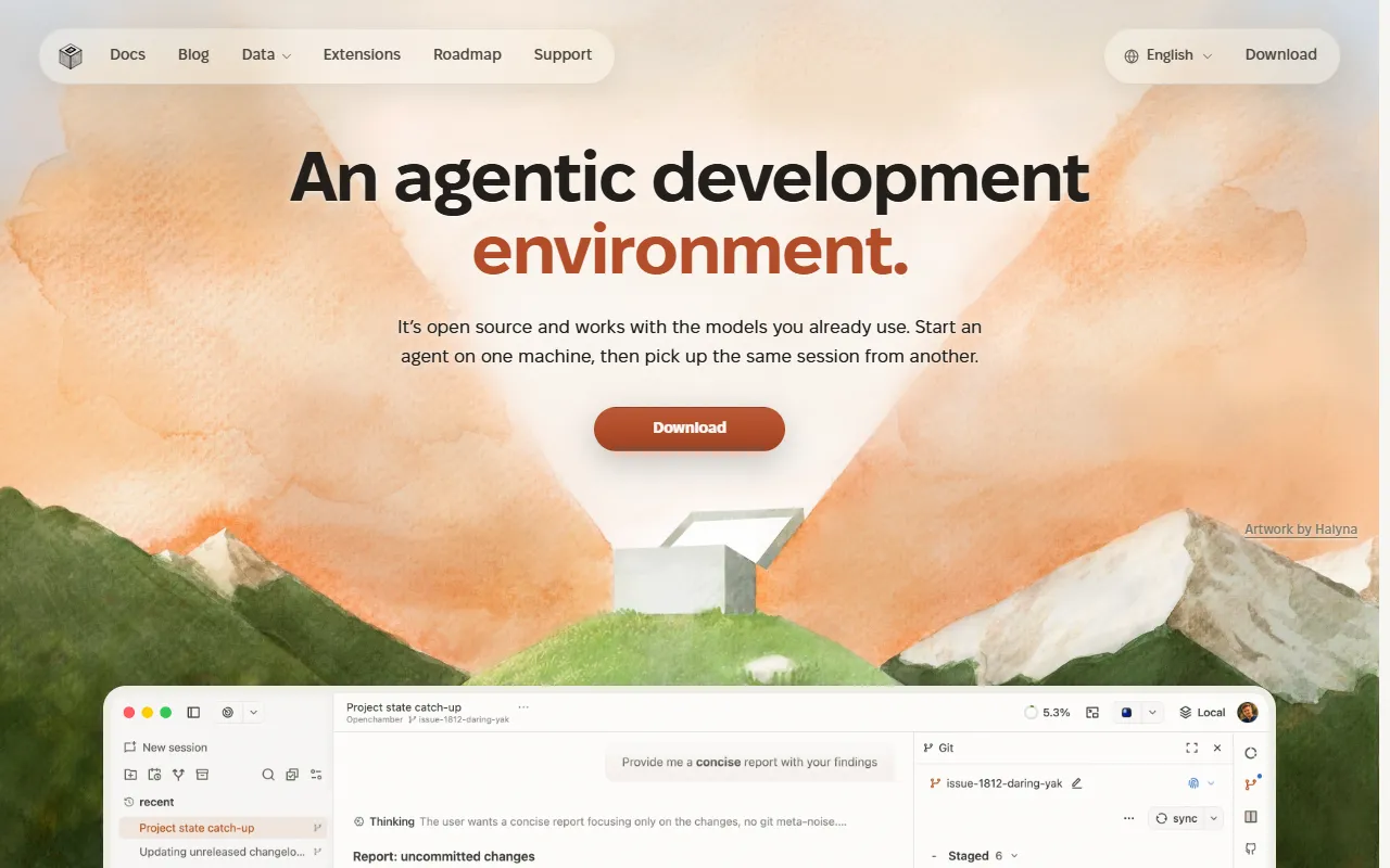 OpenChamber website screenshot