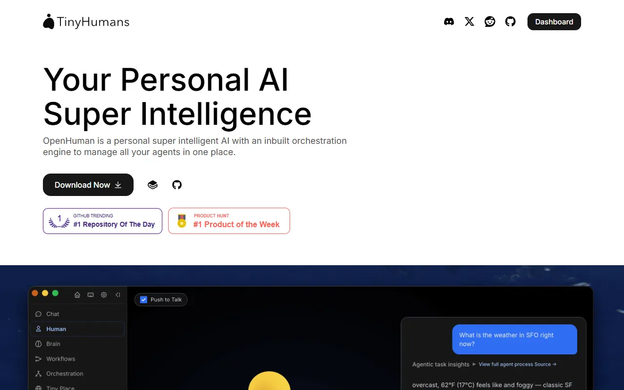 OpenHuman website screenshot