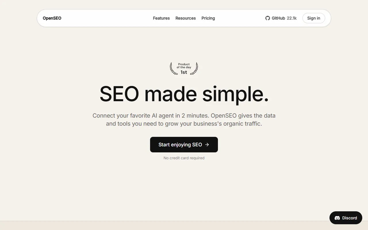 OpenSEO website screenshot