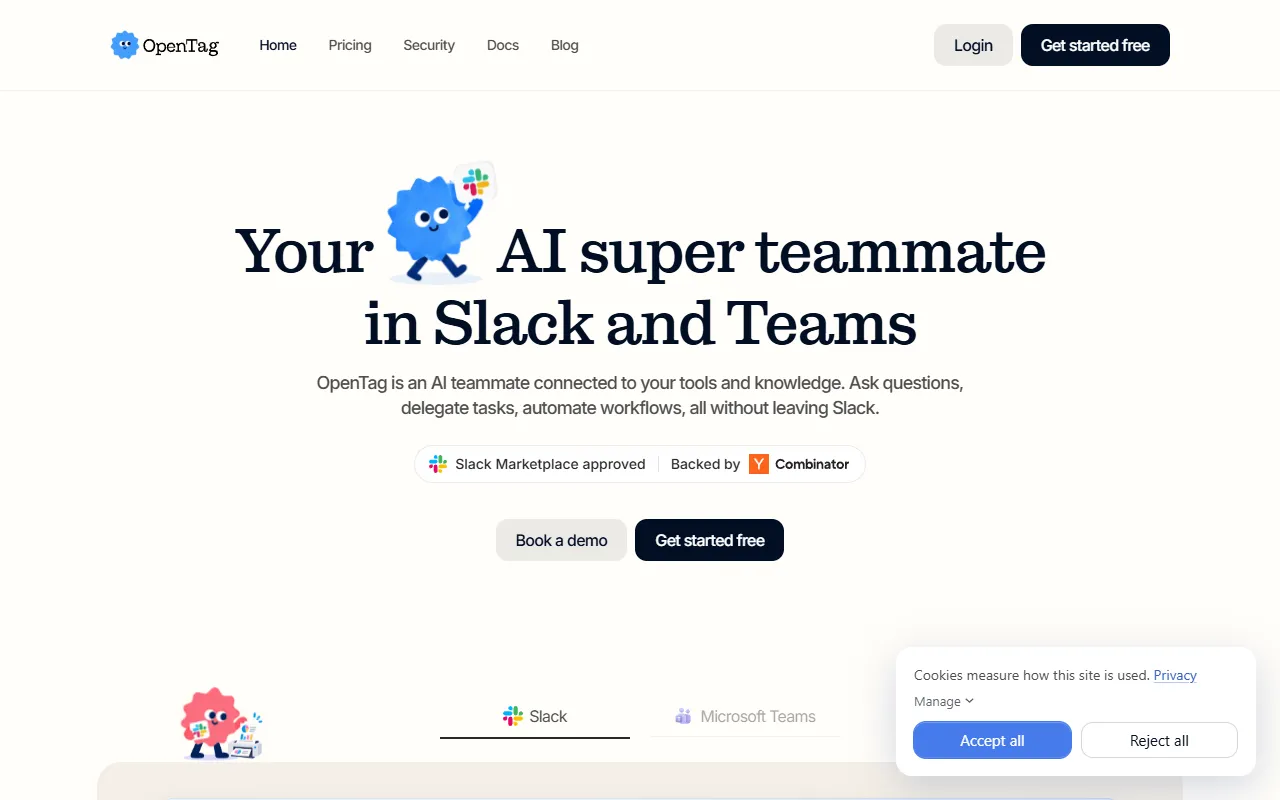 OpenTag website screenshot