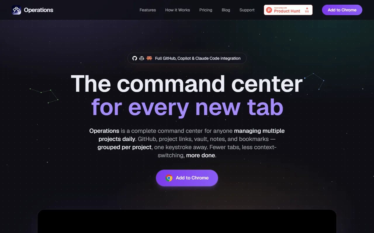 Operations website screenshot