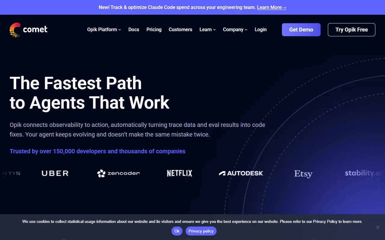 Opik website screenshot
