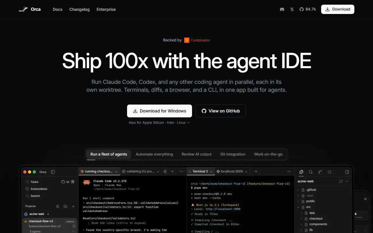 Orca website screenshot