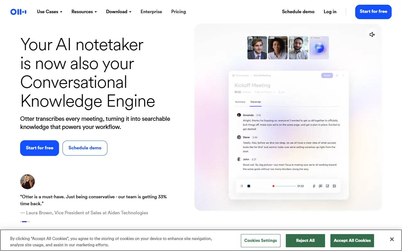 Otter.ai website screenshot