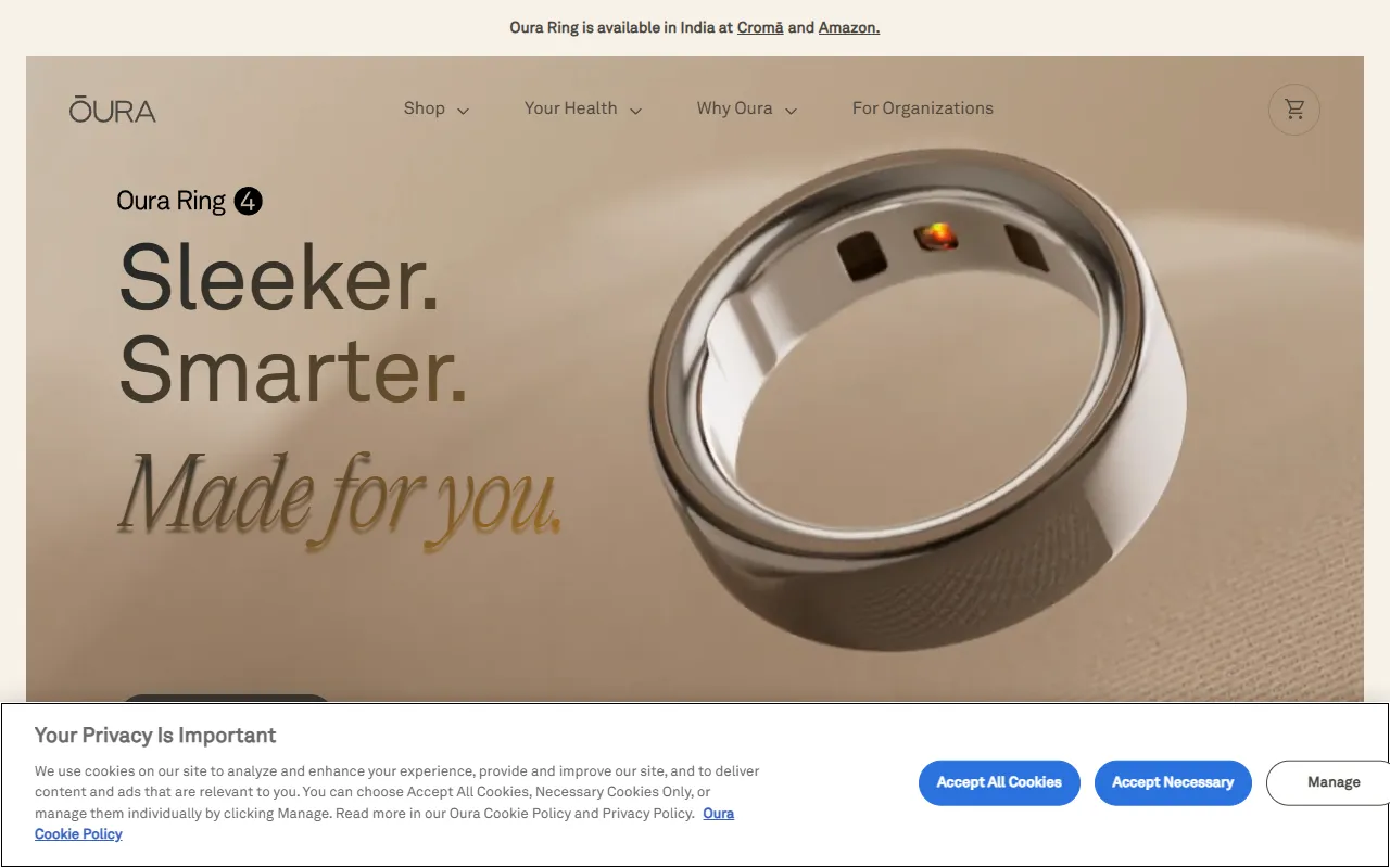 Oura website screenshot