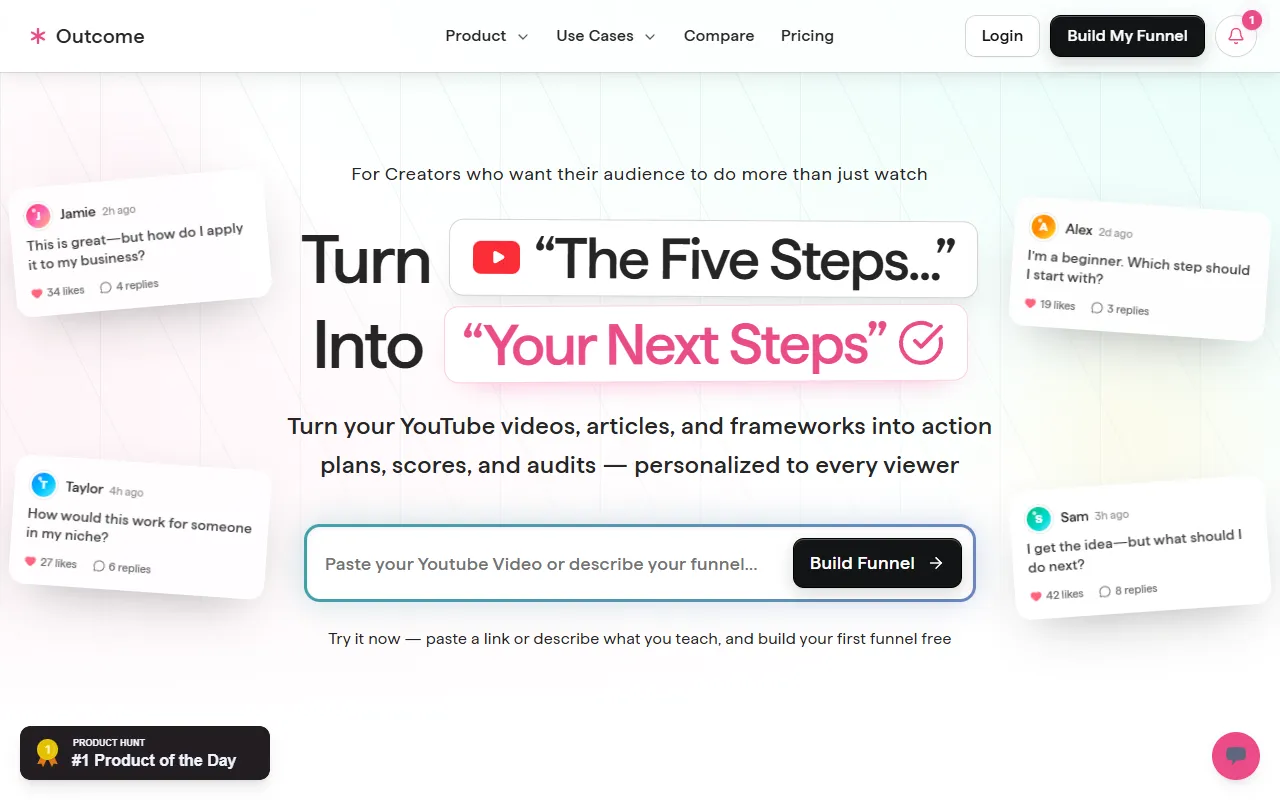 Outcome website screenshot