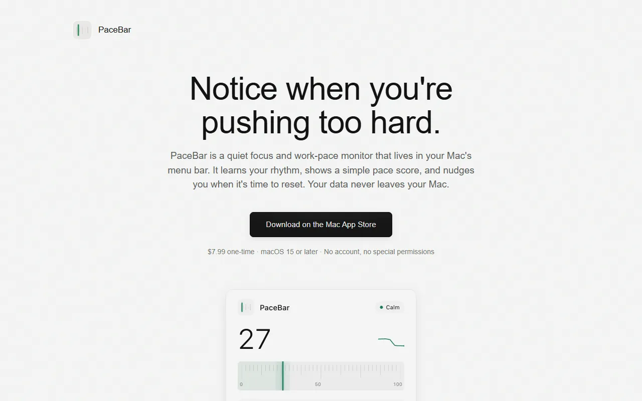 PaceBar website screenshot