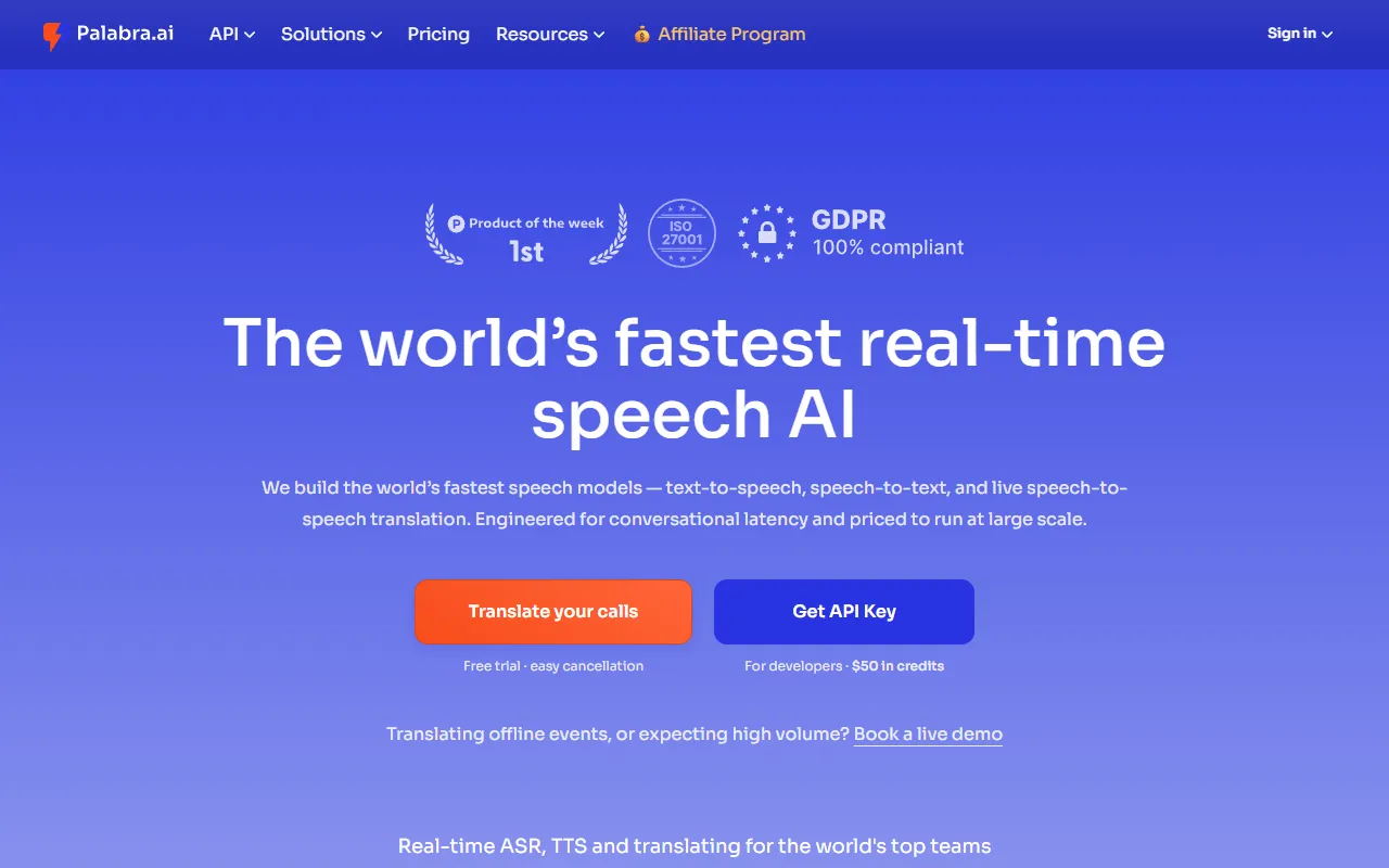 Palabra.ai website screenshot