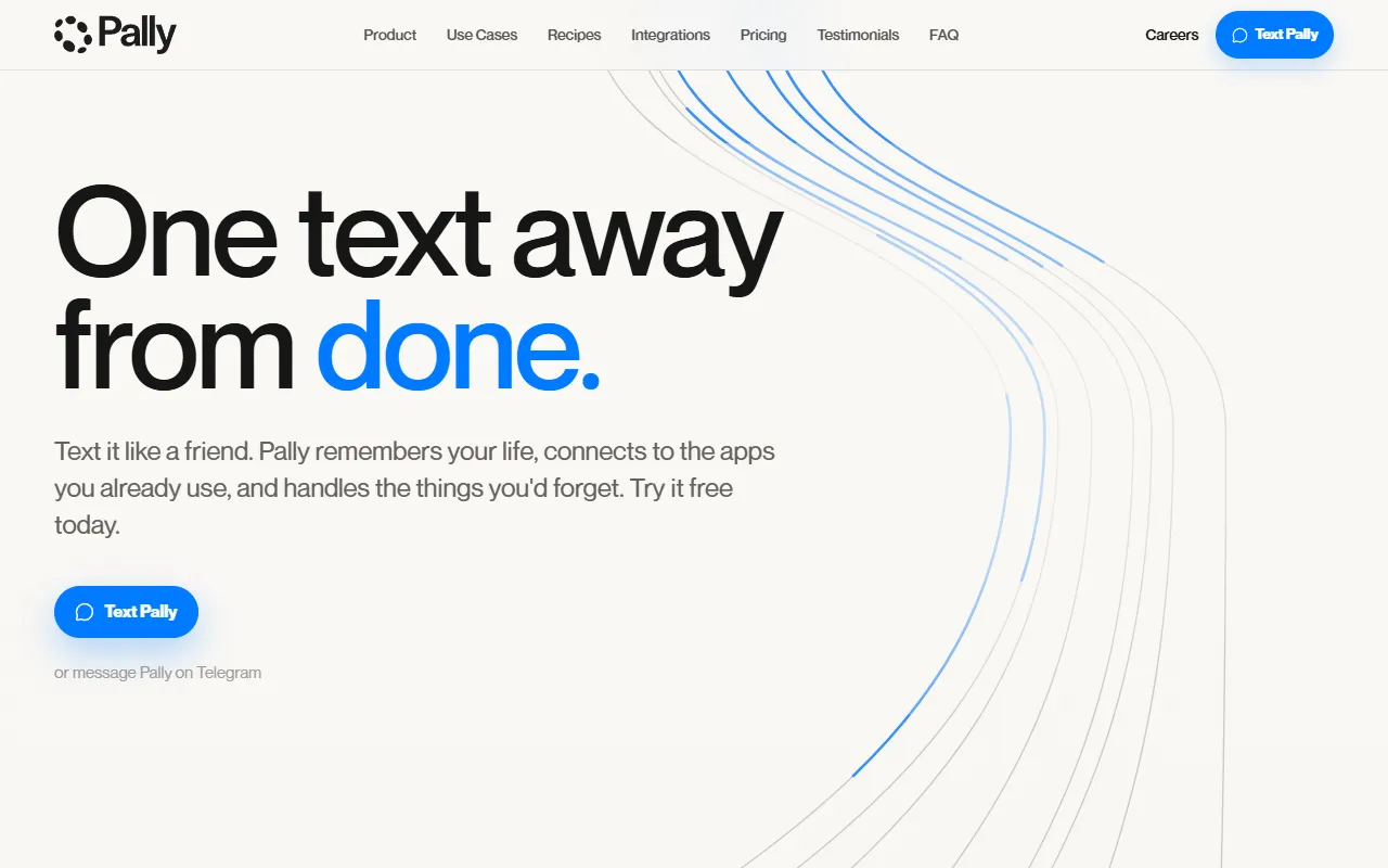 Pally - One text away from done. website screenshot