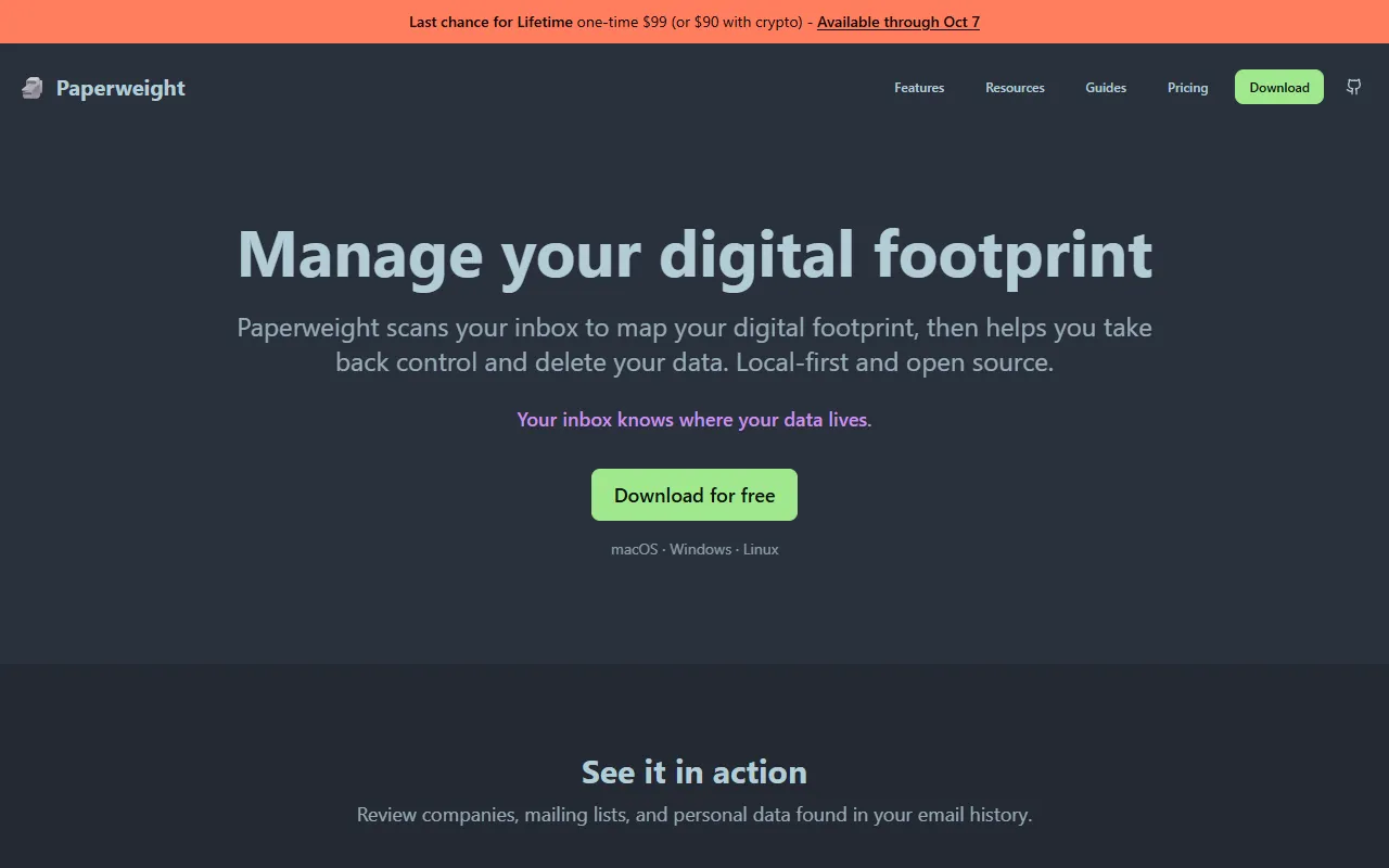 Paperweight website screenshot