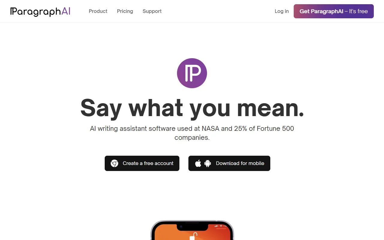 Paragraph AI website screenshot