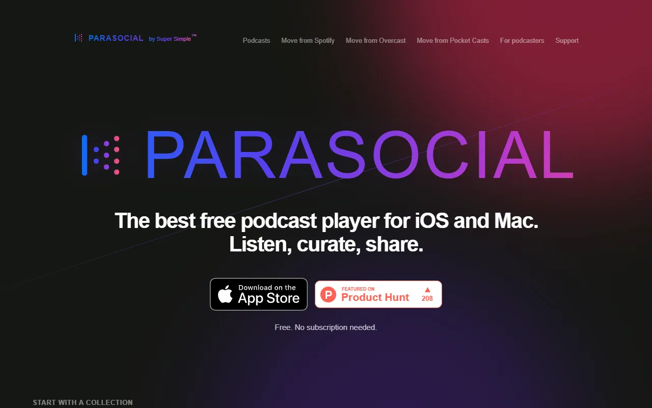 Parasocial website screenshot