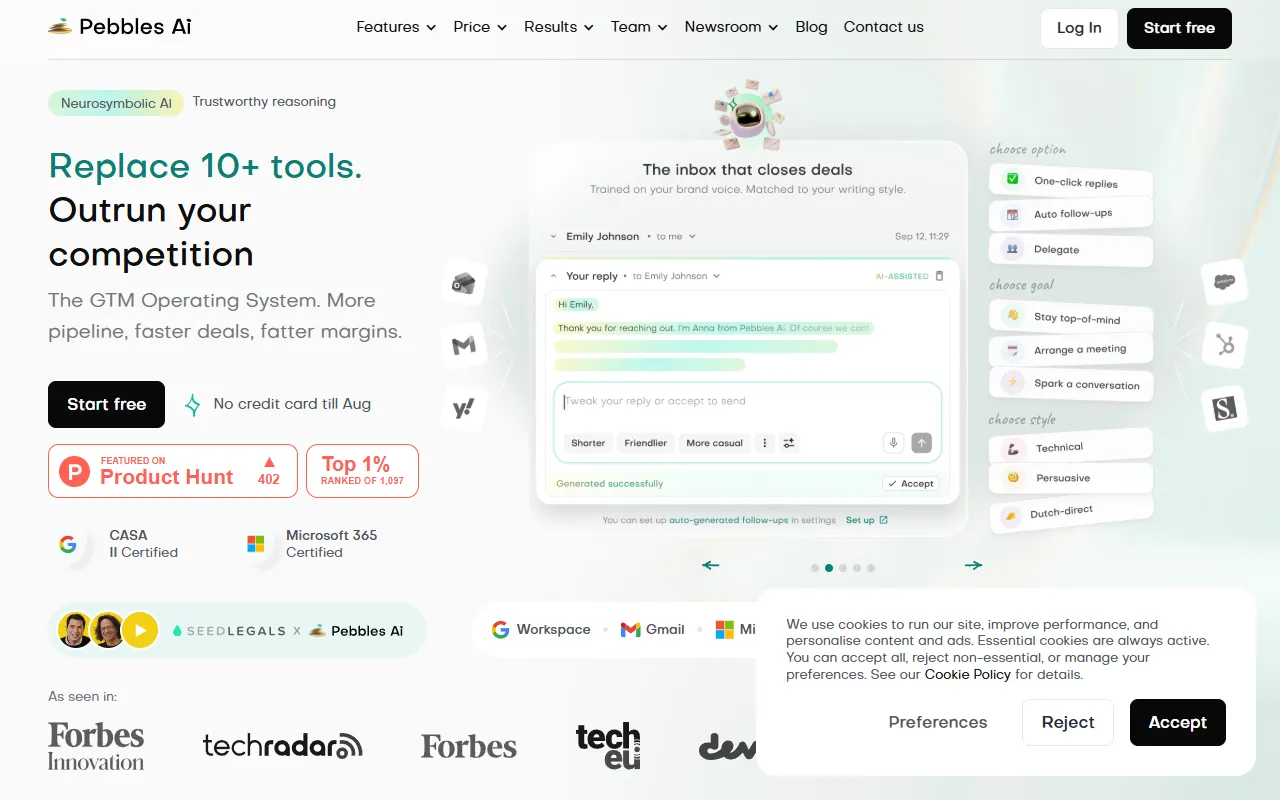 Pebbles Ai website screenshot