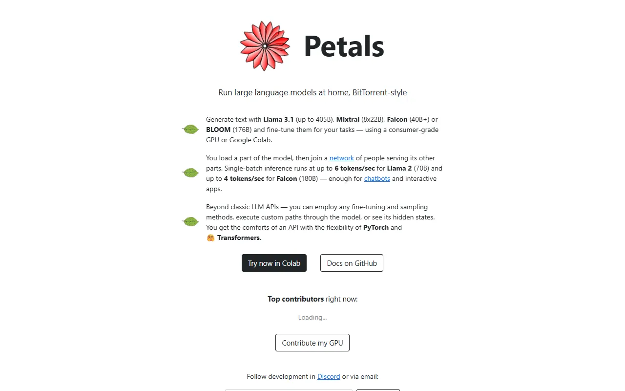 Petals website screenshot