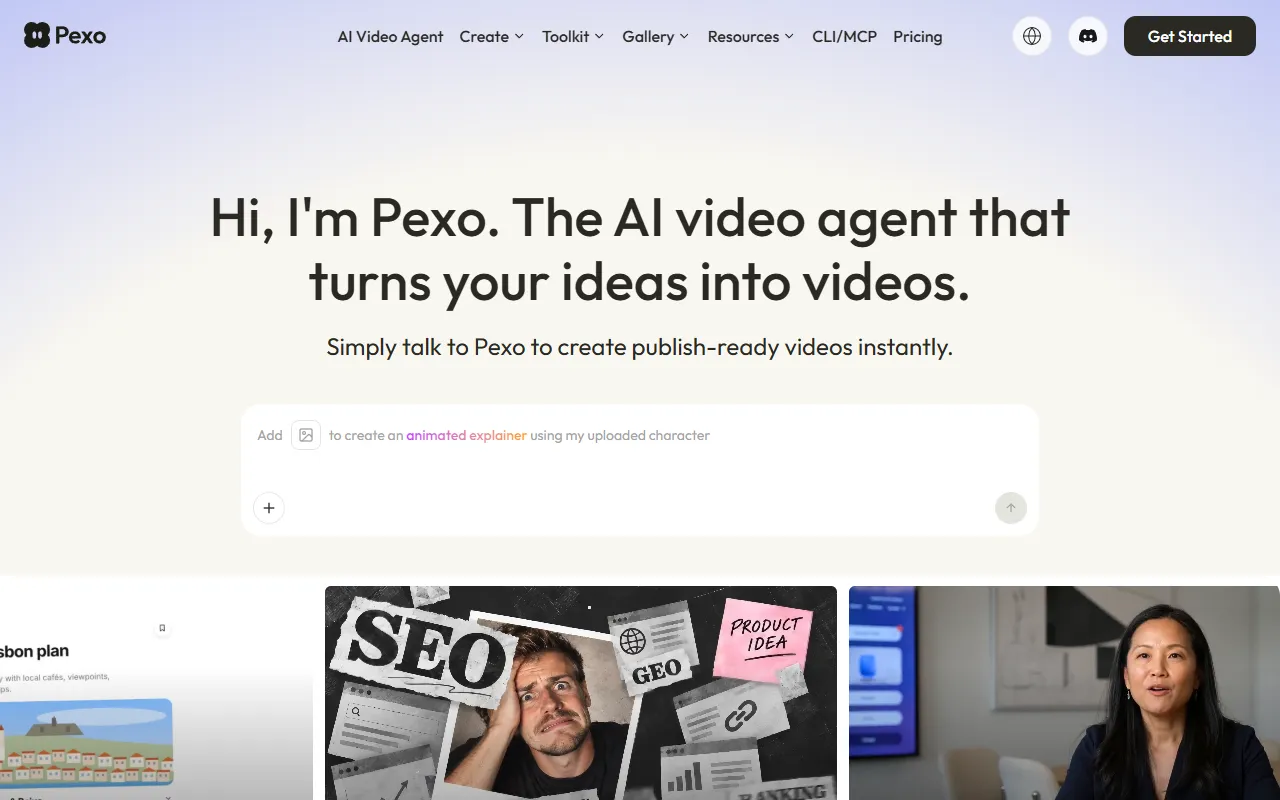 Pexo website screenshot