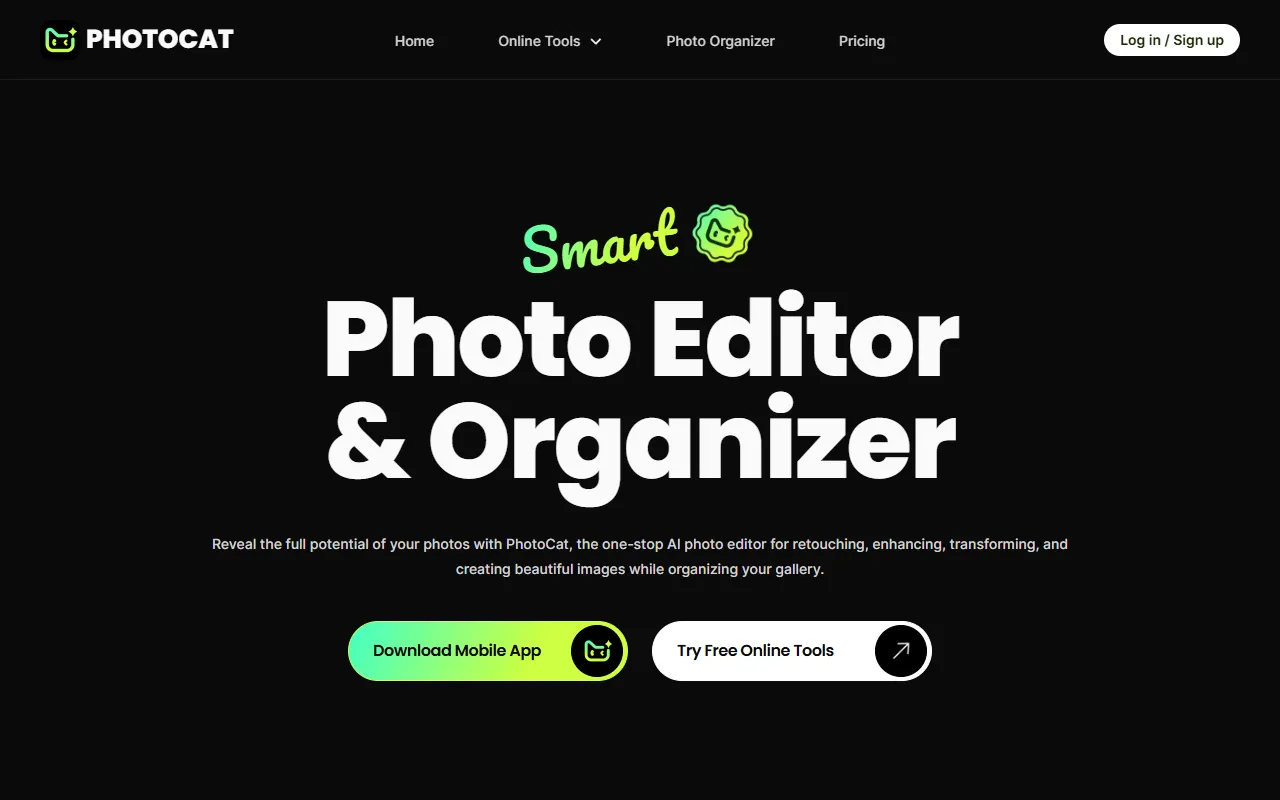 PhotoCat AI Image Extender website screenshot