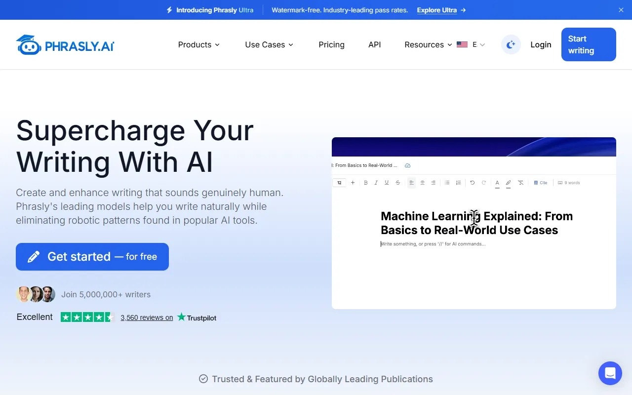 Phrasly website screenshot