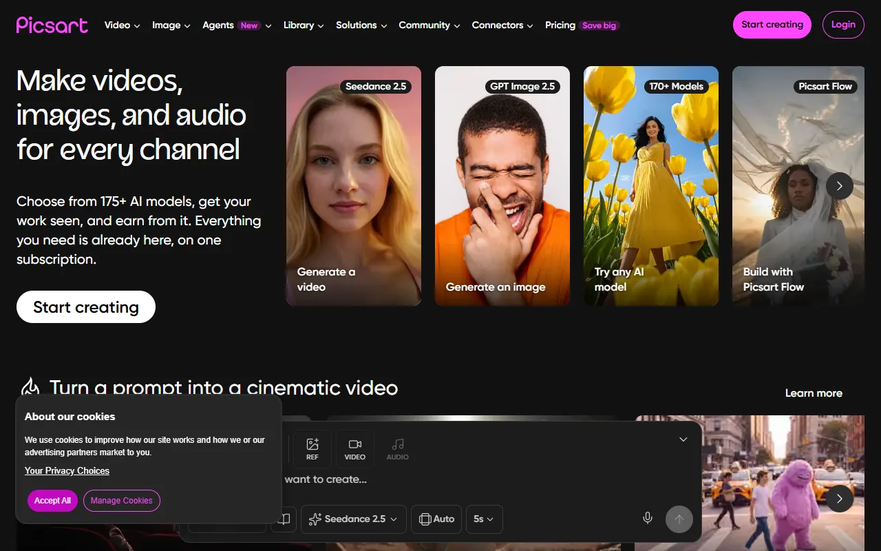 PicsArt website screenshot