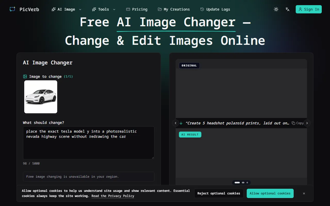 PicVerb website screenshot