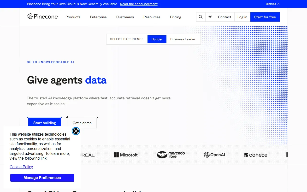 Pinecone website screenshot