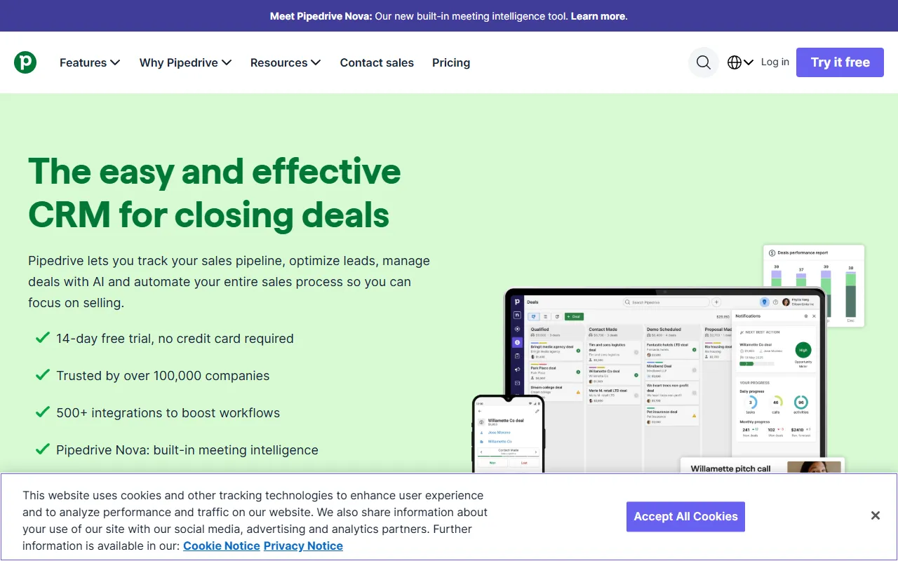 Pipedrive AI website screenshot
