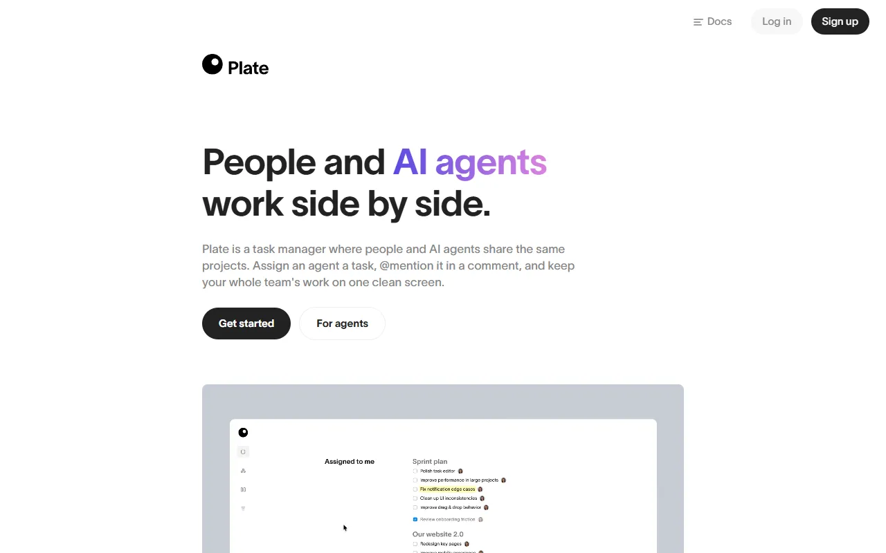 Plate website screenshot