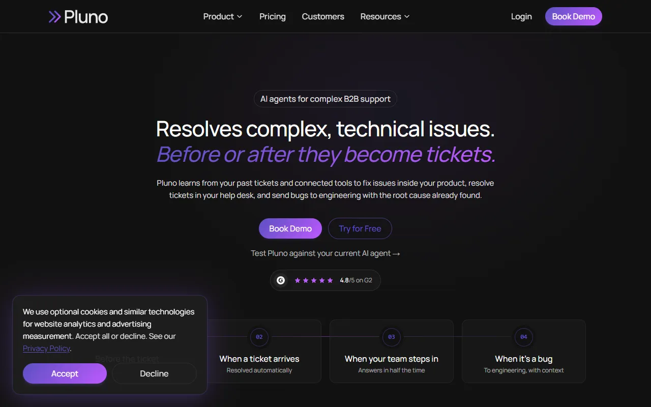 Pluno website screenshot