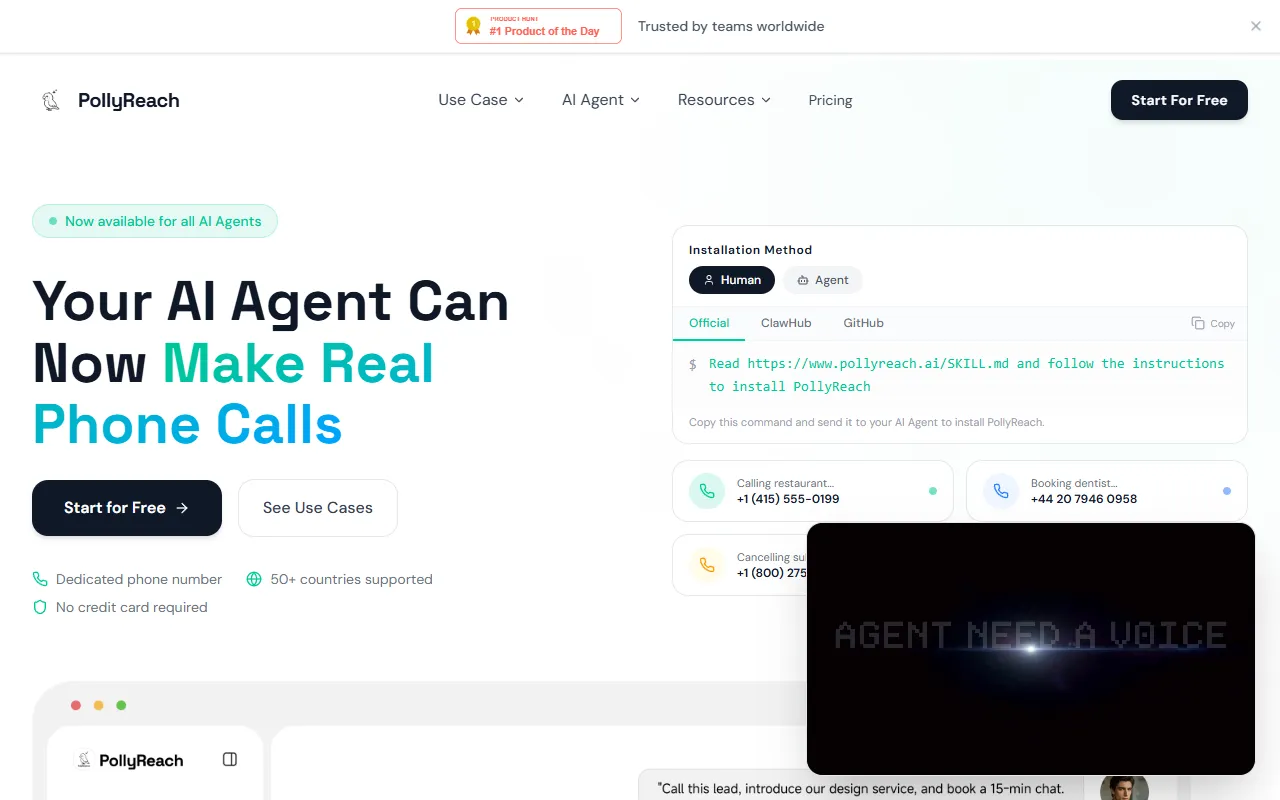PollyReach website screenshot