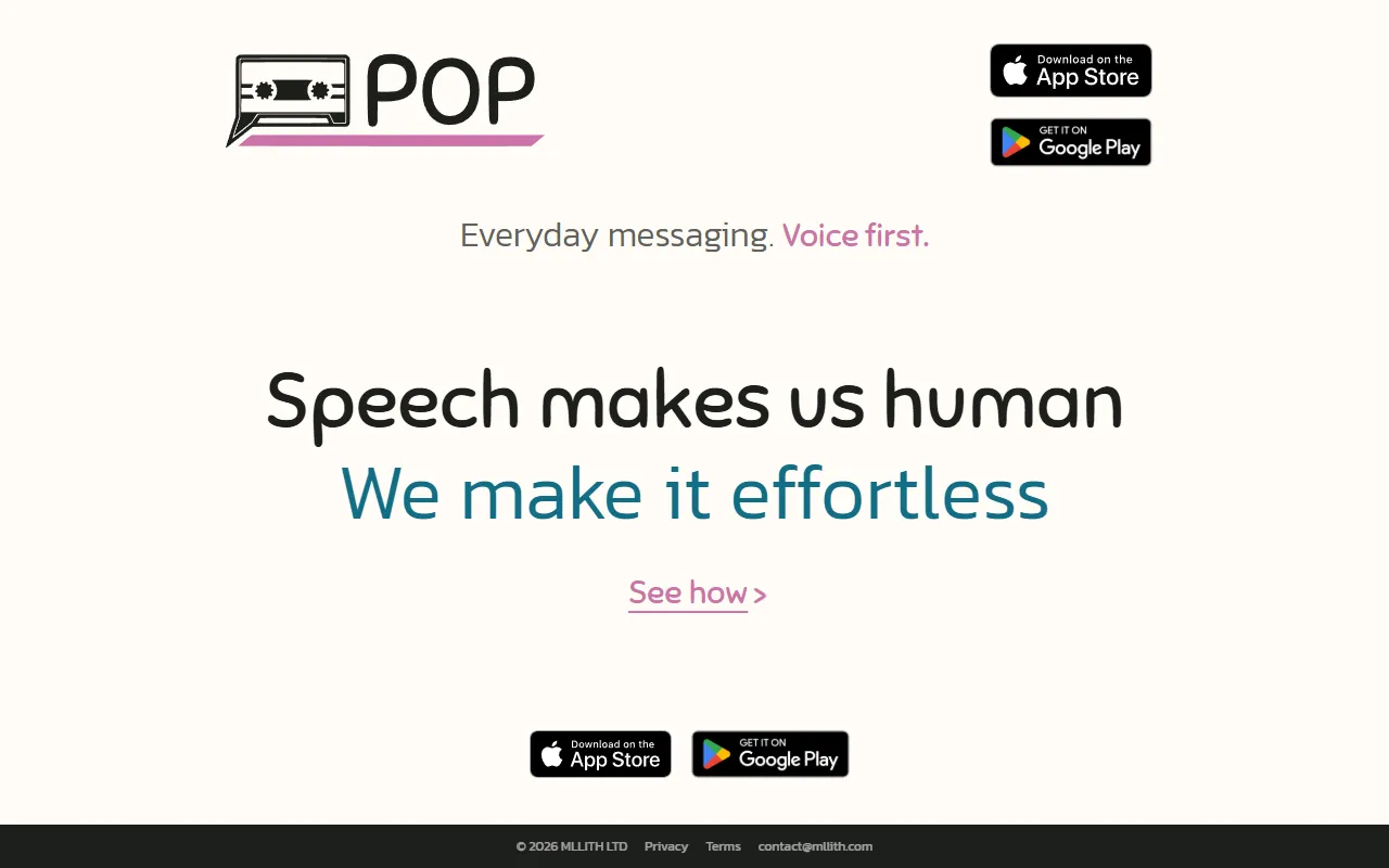 Pop website screenshot