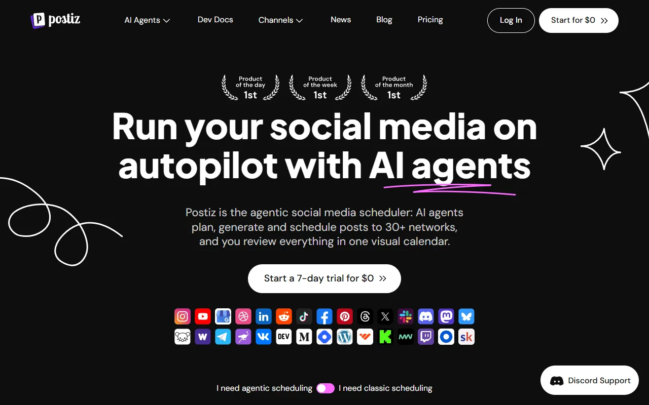 Postiz website screenshot