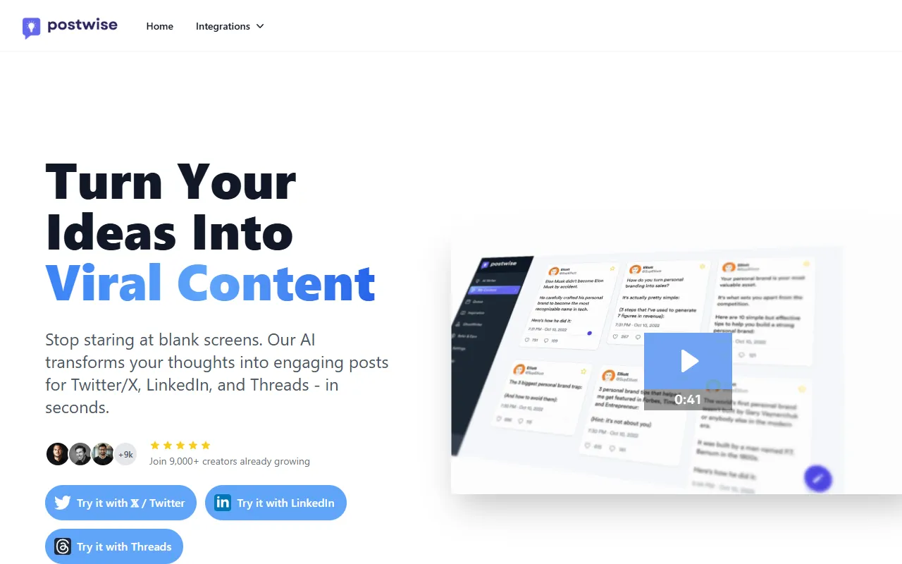 Postwise website screenshot