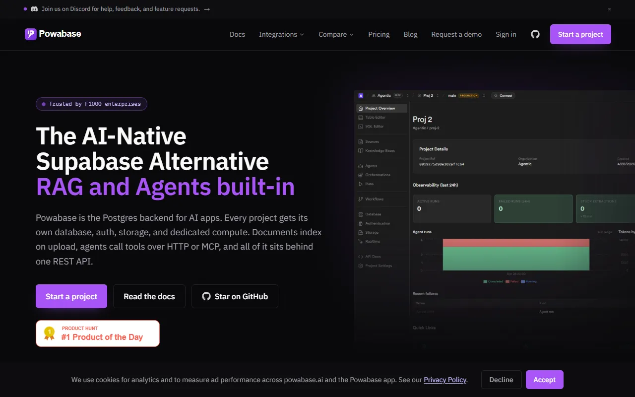 Powabase website screenshot