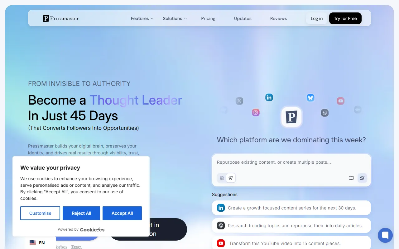 Pressmaster.ai website screenshot