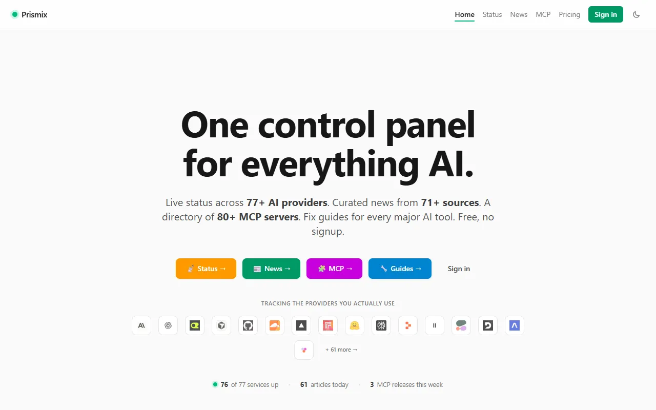 Prismix website screenshot