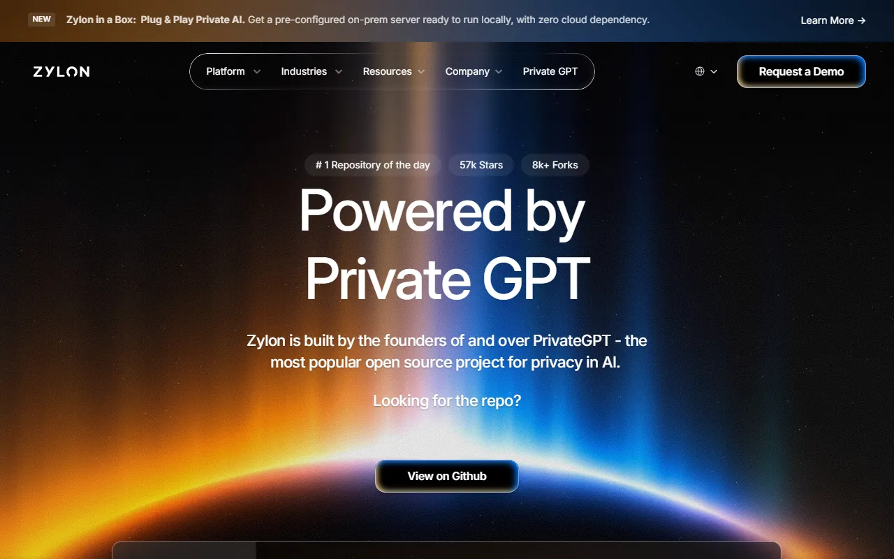 privateGPT website screenshot