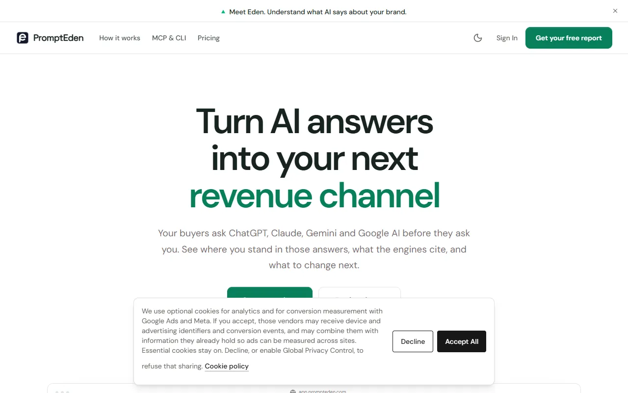 PromptEden website screenshot