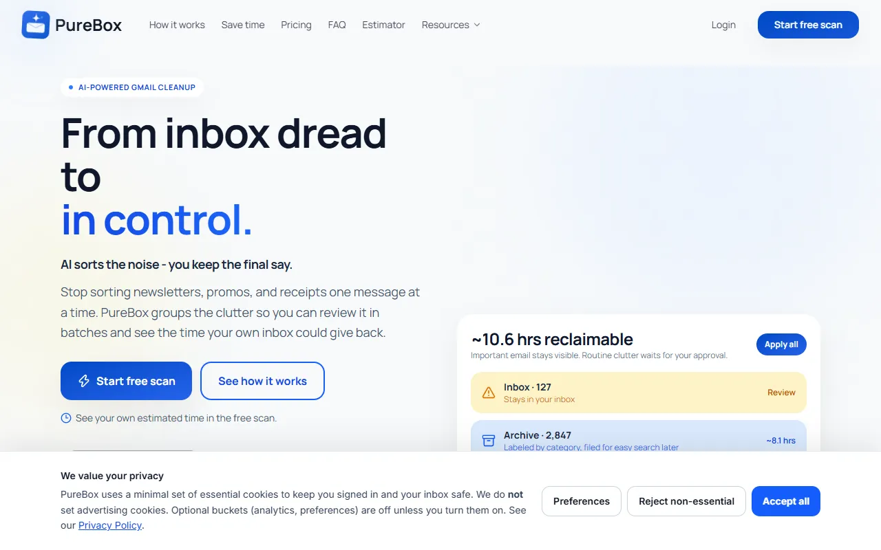 PureBox.ai website screenshot